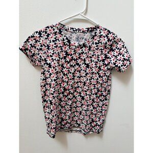 J.Crew Collector Tee XXS Floral Print Cotton Navy/White/Red Short Sleeve Womens